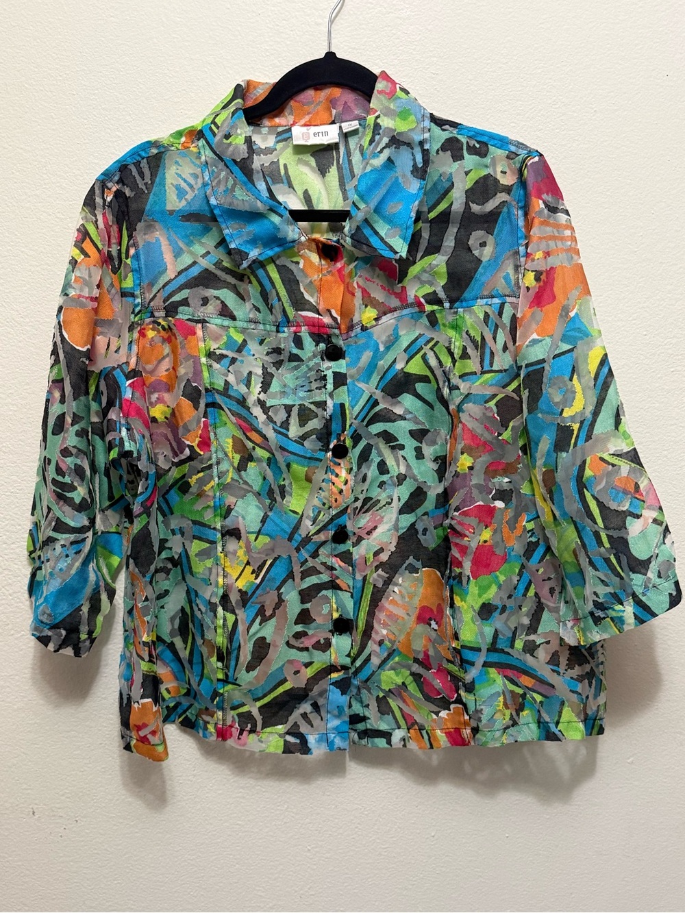 erin london Multicolor Abstract Printed Button-Front Blouse